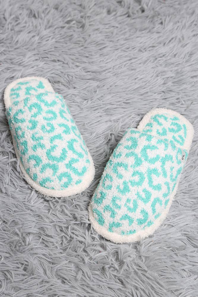Hana - Leopard Print Fuzzy Microfiber Slipper: Beige / ML