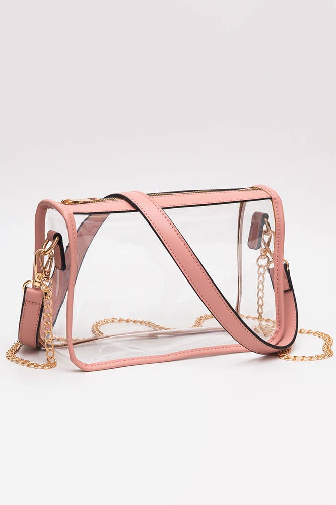 Hana - Clear Rectangle Stadium Concert Crossbody Bag: Gold
