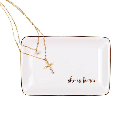 She Is Fierce Trinket Dish White/Gold