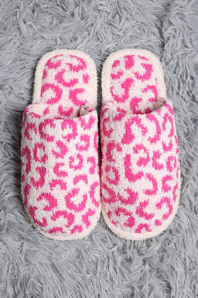 Hana - Leopard Print Fuzzy Microfiber Slipper: Coffee / SM