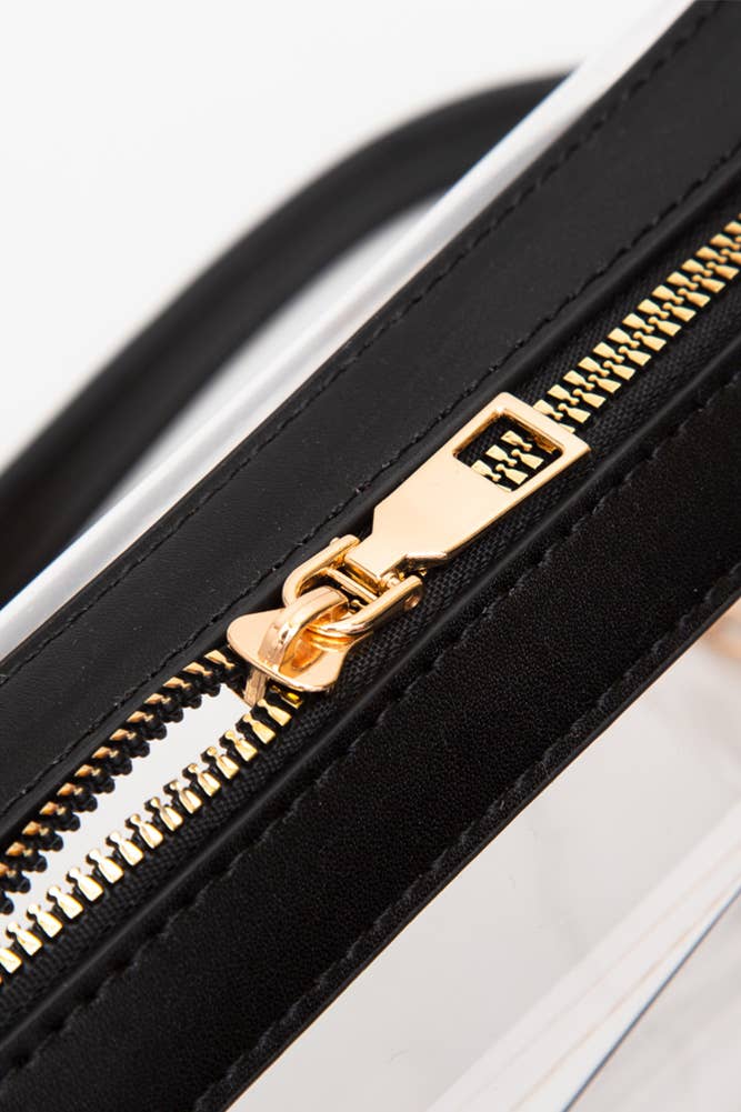 Hana - Clear Rectangle Stadium Concert Crossbody Bag: Gold