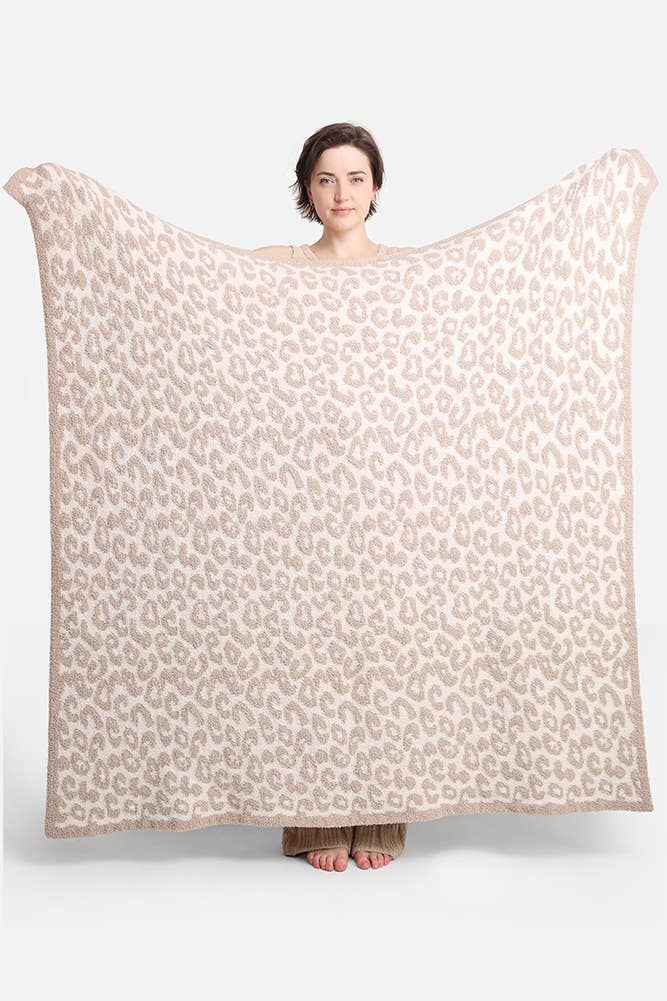 Hana - Luxury Soft Leopard Print Throw Blanket: Blue