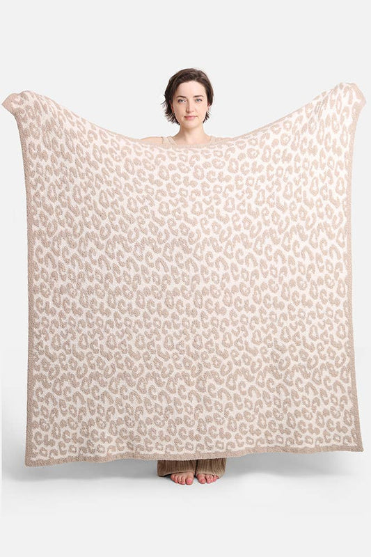 Luxury Soft Leopard Throw Blanket: Beige