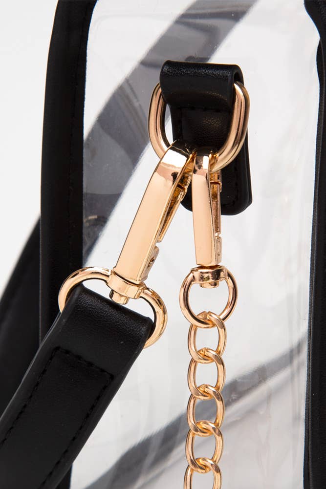 Hana - Clear Rectangle Stadium Concert Crossbody Bag: Gold