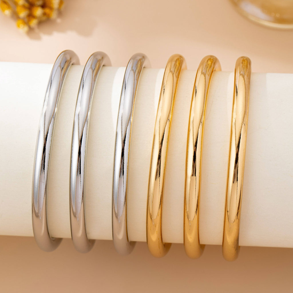 JOSSLYN by wall to wall - Chunky Triple Tube Bangle Set | 80B1604: GOLD