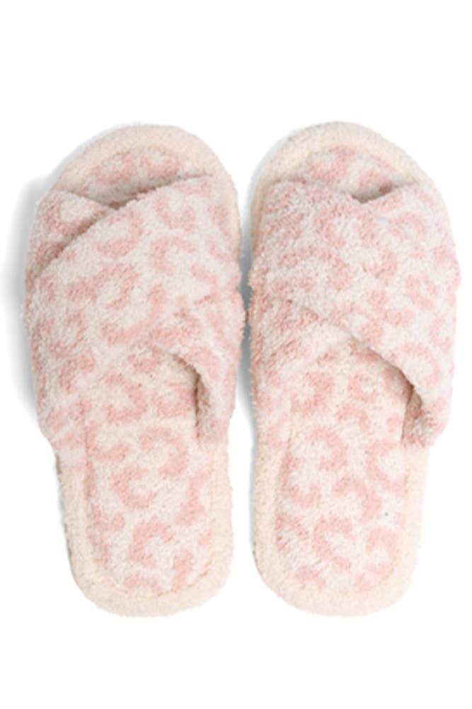 Hana - Leopard criss-cross slippers: Beige / SM
