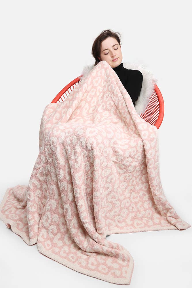 Hana - Luxury Soft Leopard Print Throw Blanket: Beige