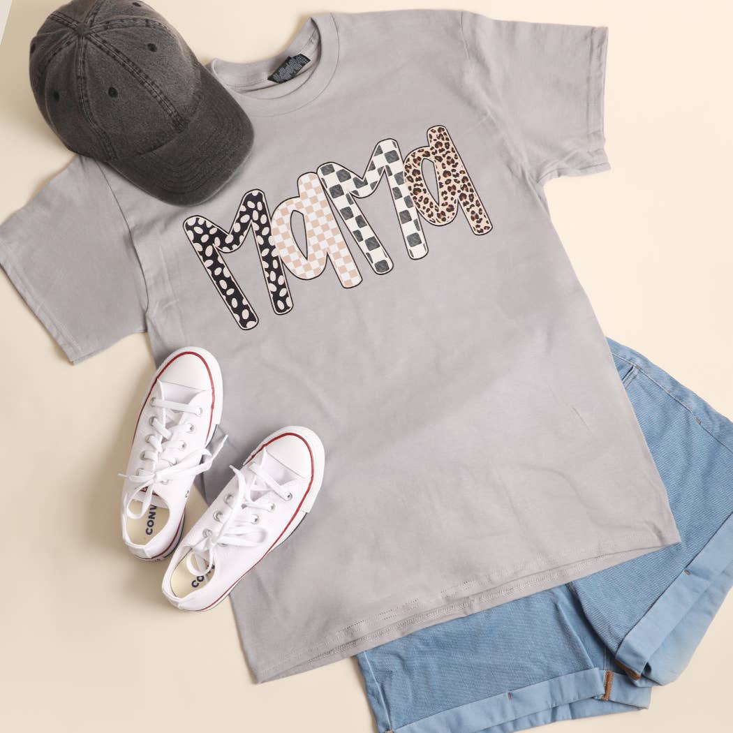 Fashion City - LEOPARD MAMA Mixed Pattern Graphic Heavy Cotton T-Shirt
: GRAVEL / L