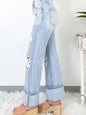 DISTRESSED FLARE JEANS