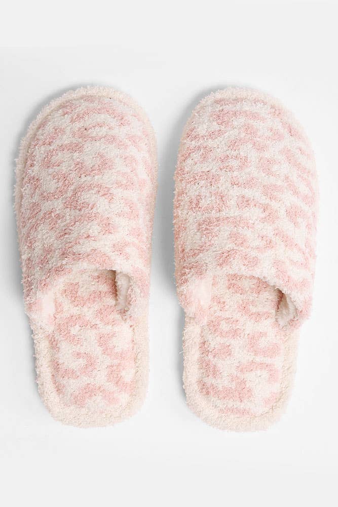 Hana - Leopard Print Fuzzy Microfiber Slipper: Beige / ML