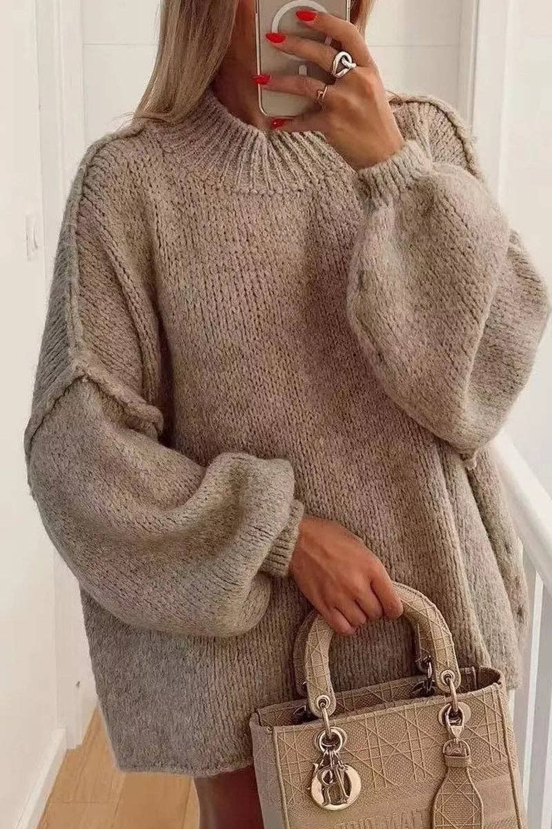 Soli Echo - Cozy Turtleneck Knit Sweater: CAMEL / S