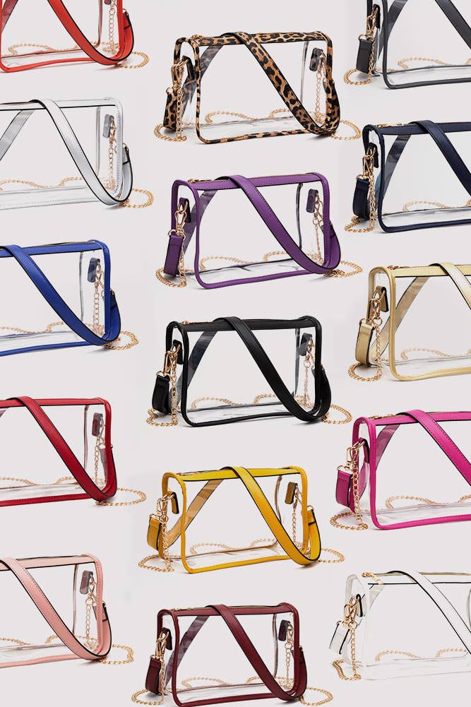 Hana - Clear Rectangle Stadium Concert Crossbody Bag: Gold
