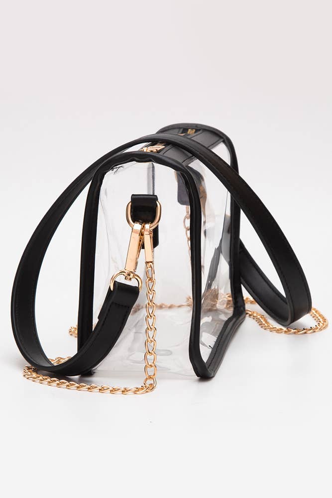 Hana - Clear Rectangle Stadium Concert Crossbody Bag: Gold