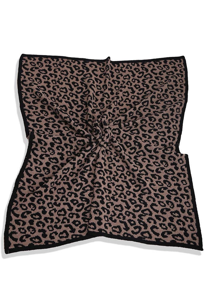 Hana - Luxury Soft Leopard Print Throw Blanket: Beige