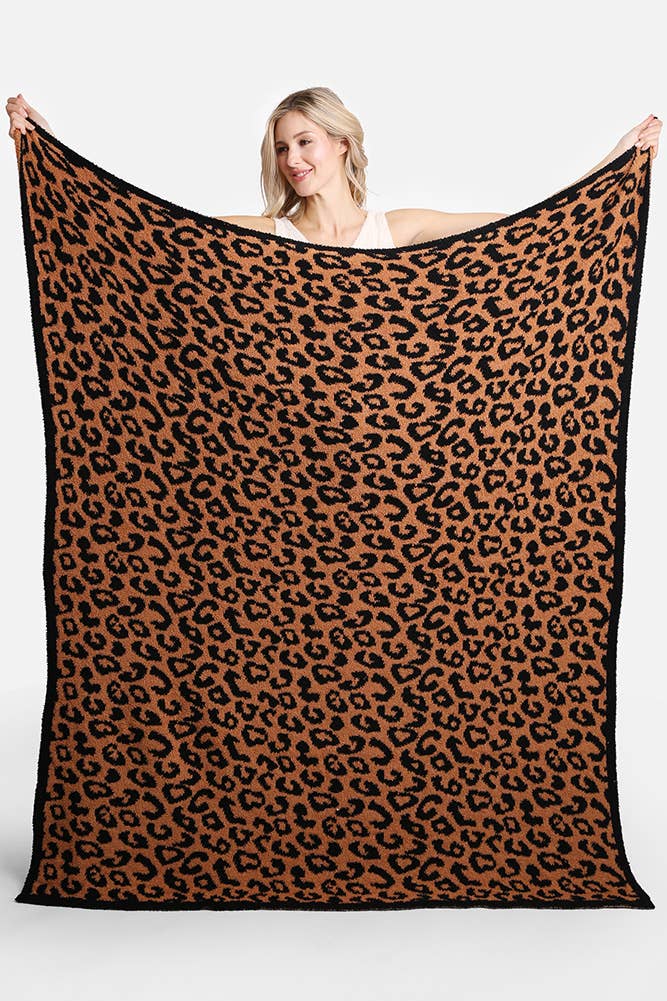 Hana - Luxury Soft Leopard Print Throw Blanket: Beige