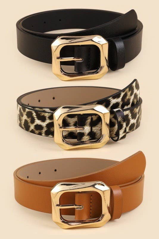 JOSSLYN by wall to wall - TEXTURED ANGLED RECTANGLE SHAPED BUCKLE | 40BT651: ANIMAL