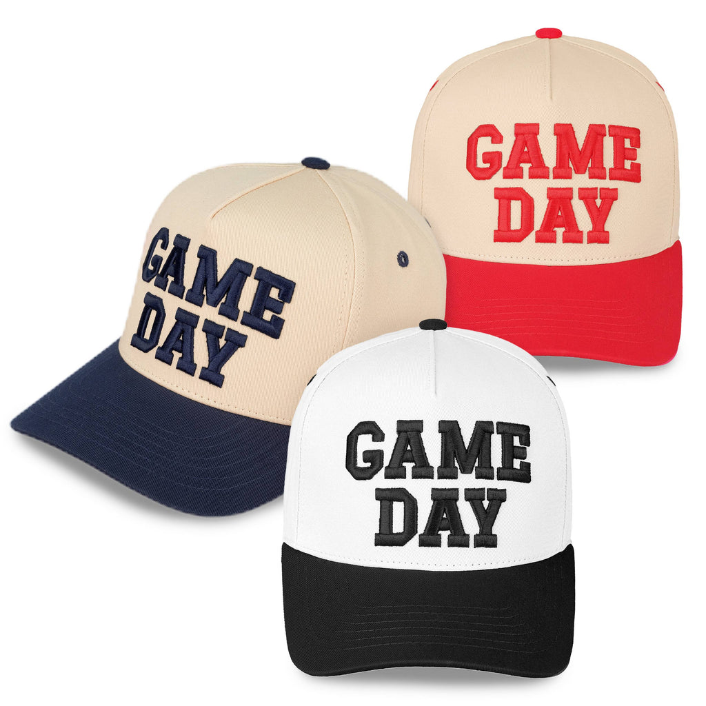 Hana - C.C GAME DAY Embroidered Cotton Baseball Cap: Burgundy/White