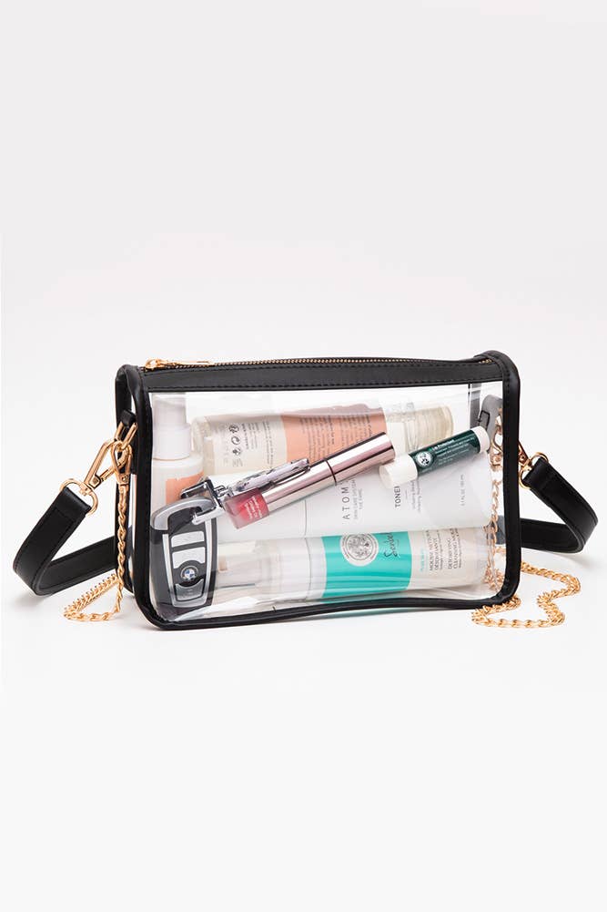 Hana - Clear Rectangle Stadium Concert Crossbody Bag: Gold
