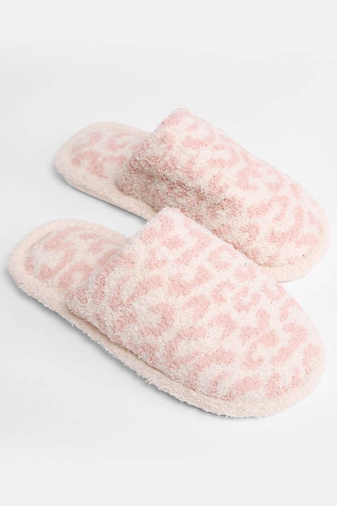 Hana - Leopard Print Fuzzy Microfiber Slipper: Coffee / SM