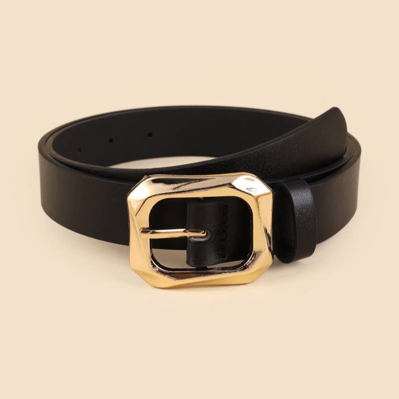 JOSSLYN by wall to wall - TEXTURED ANGLED RECTANGLE SHAPED BUCKLE | 40BT651: COGNAC