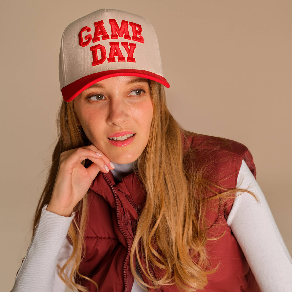 Hana - C.C GAME DAY Embroidered Cotton Baseball Cap: Black
