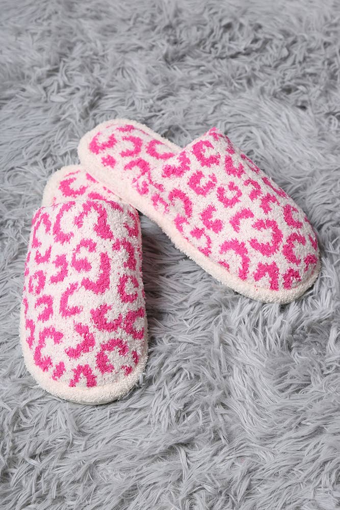 Hana - Leopard Print Fuzzy Microfiber Slipper: Beige / ML