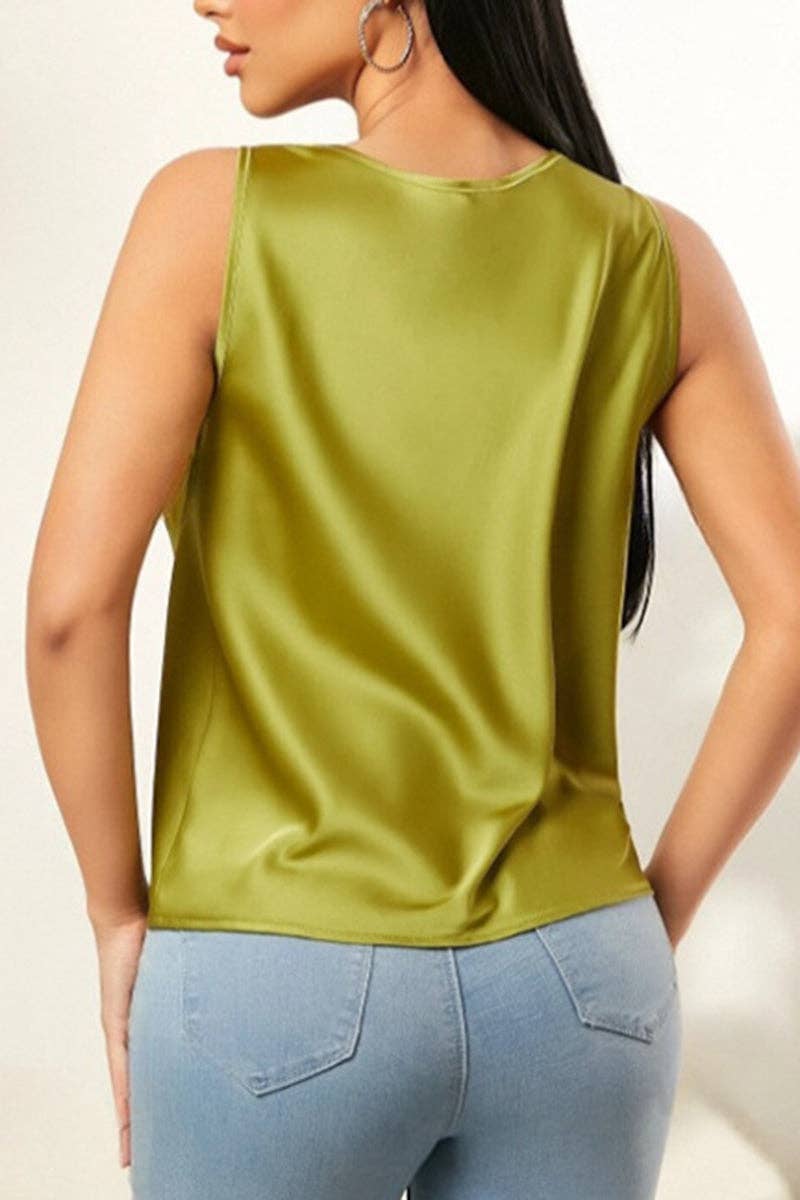 Soli Echo - Draped Sleeveless Tank Top: CHAMPAGNE / M