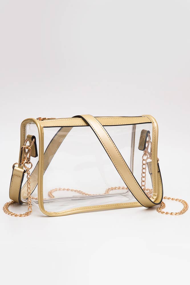 Hana - Clear Rectangle Stadium Concert Crossbody Bag: Gold