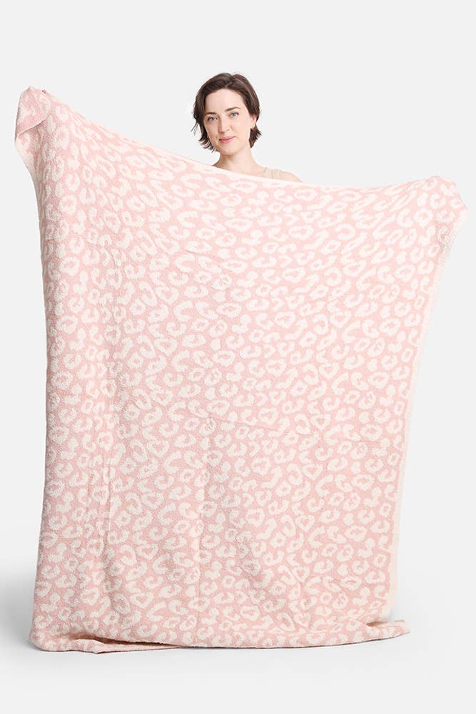 Hana - Luxury Soft Leopard Print Throw Blanket: Beige