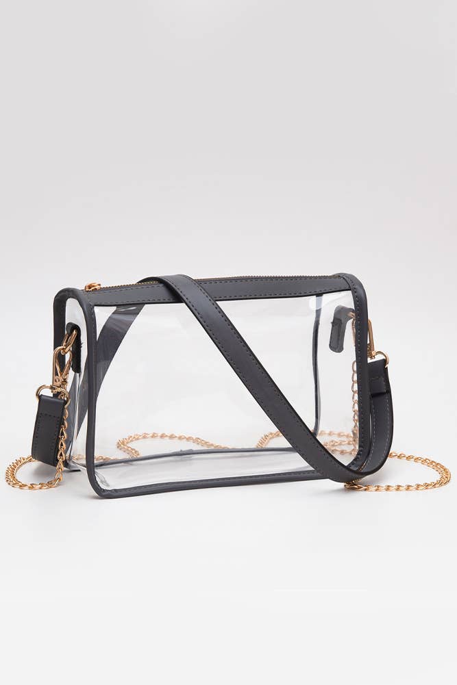 Hana - Clear Rectangle Stadium Concert Crossbody Bag: Gold