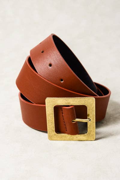 JOSSLYN by wall to wall - CLASSIC OVERSIZED SQUARE BUCKLE BELTS | 40BT604: TAUPE