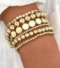 JOSSLYN by wall to wall - MULTI BALL CHAIN BEAD MIX STRETCHABLE BRACELET | 40B5129: GOLD
