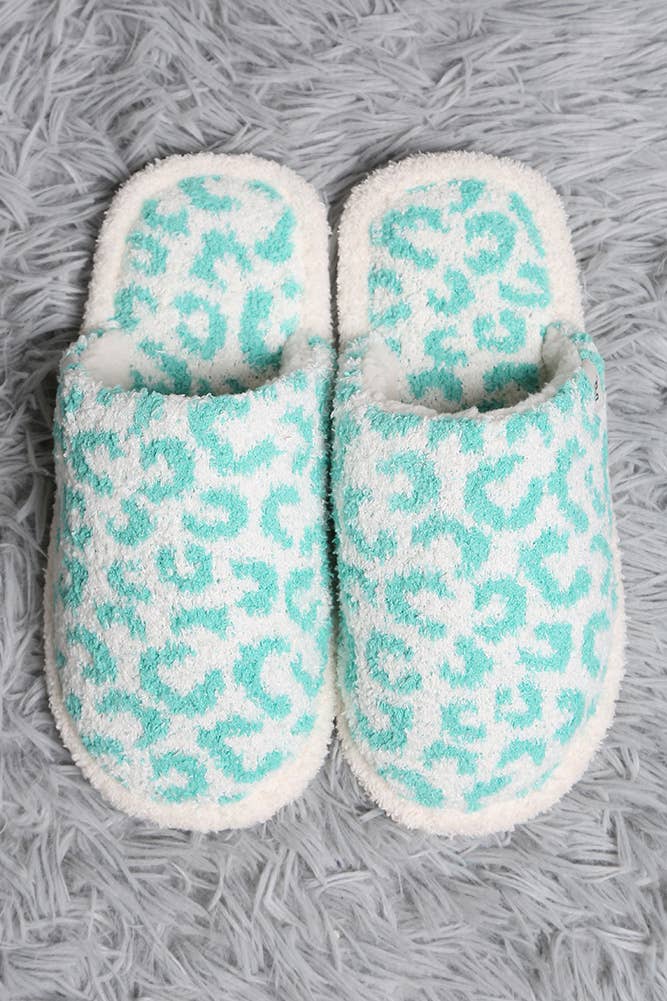 Hana - Leopard Print Fuzzy Microfiber Slipper: Coffee / SM