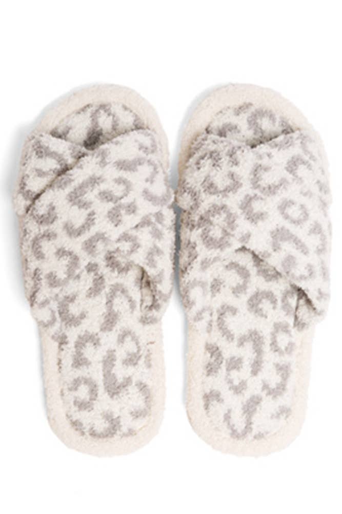 Hana - Leopard criss-cross slippers: Beige / SM