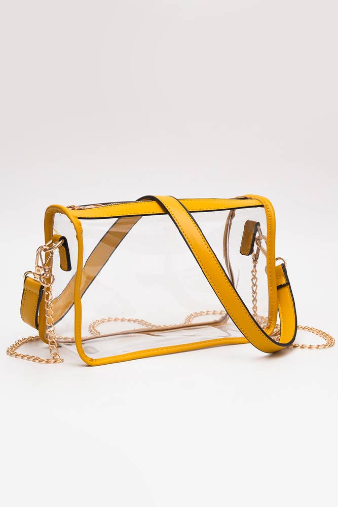 Hana - Clear Rectangle Stadium Concert Crossbody Bag: Gold