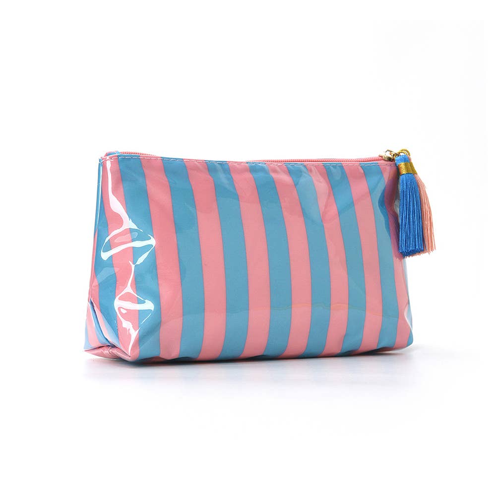 Striped Glossy Cosmetic Travel Bag