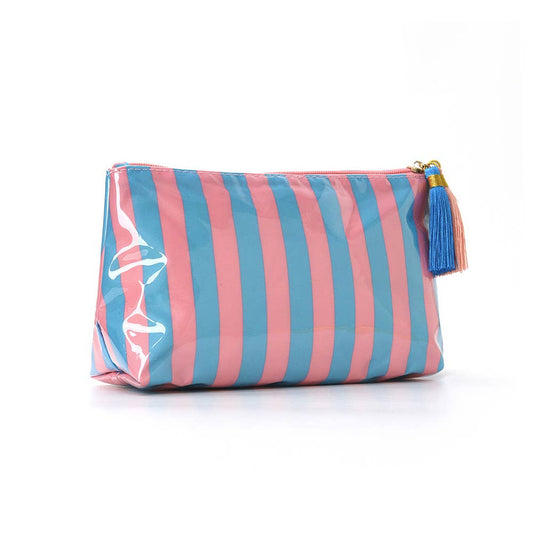 Striped Glossy Cosmetic Travel Bag