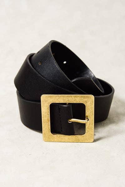 JOSSLYN by wall to wall - CLASSIC OVERSIZED SQUARE BUCKLE BELTS | 40BT604: TAUPE