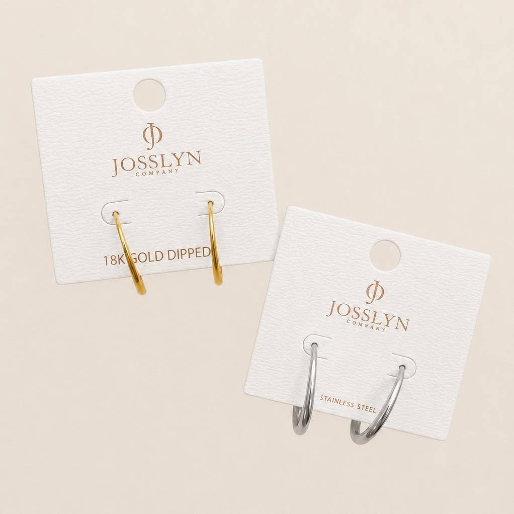 JOSSLYN by wall to wall - 18K STAINLESS STEEL WATERPROOF TARNISH FREE HOOPS| 40E311-SM: GOLD