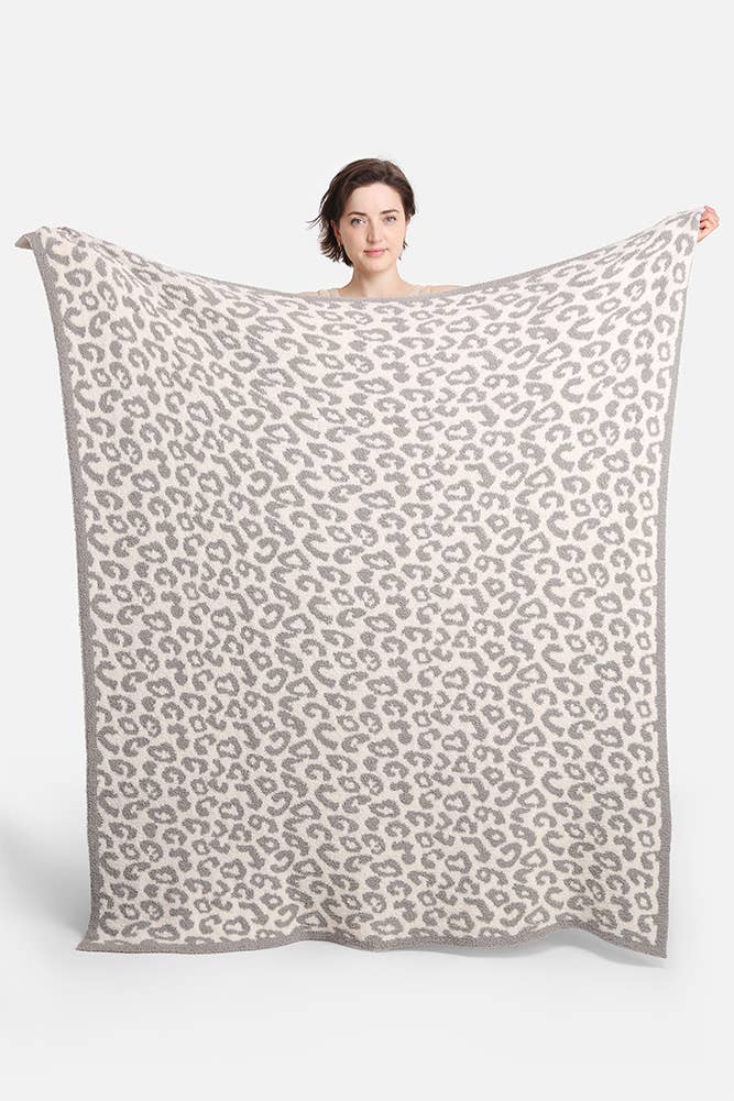 Hana - Luxury Soft Leopard Print Throw Blanket: Beige
