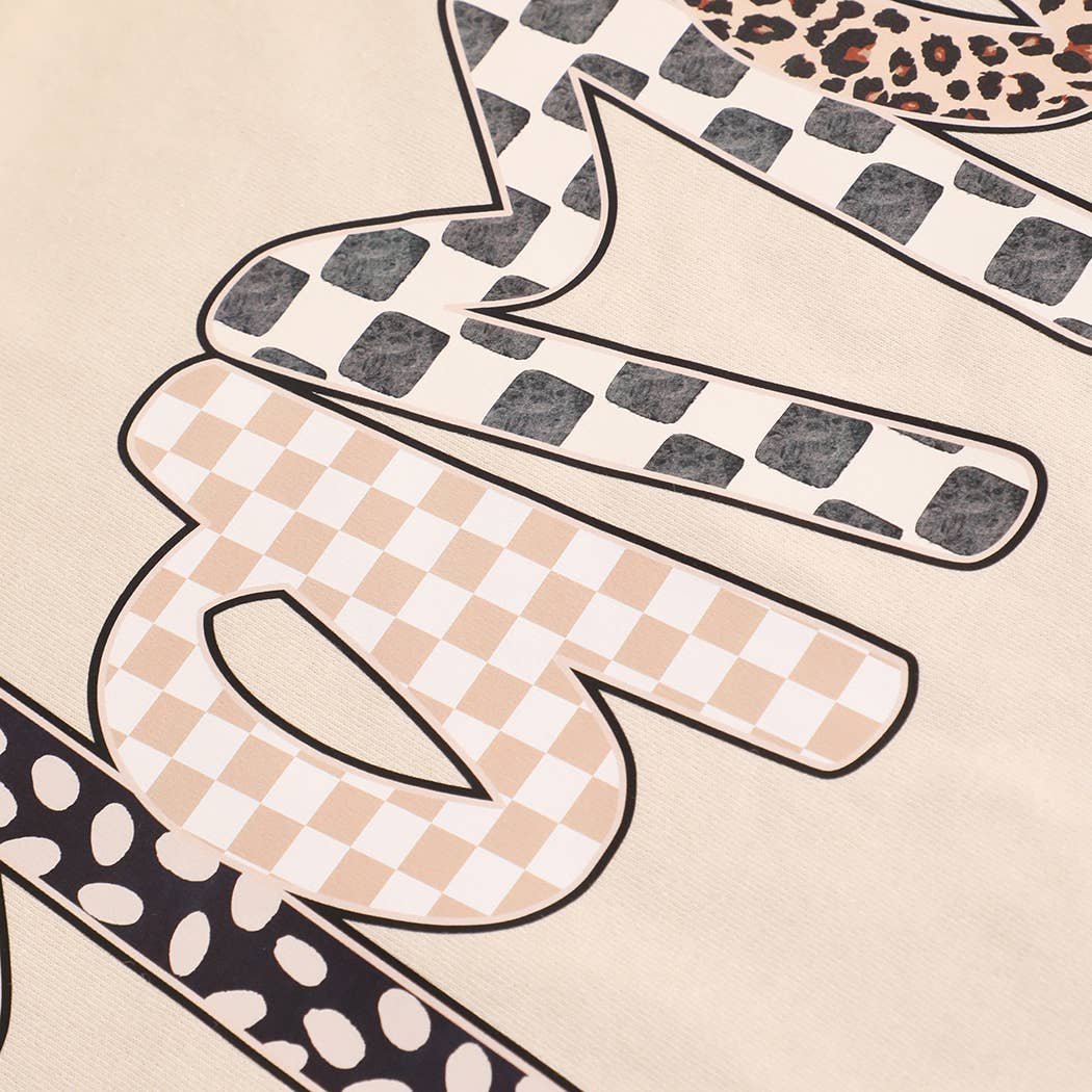 Fashion City - LEOPARD MAMA Mixed Pattern Graphic Heavy Cotton T-Shirt
: GRAVEL / L