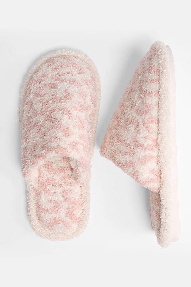 Hana - Leopard Print Fuzzy Microfiber Slipper: Beige / ML