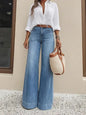 HIGH WASTED WIDE LEG SOFT BLUE DENIM JEANS